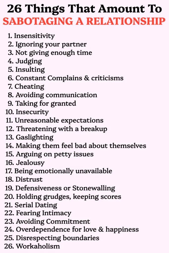 Sabotaging a relationship