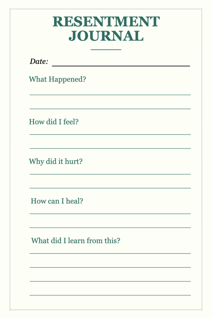 Resentment Journal Printable