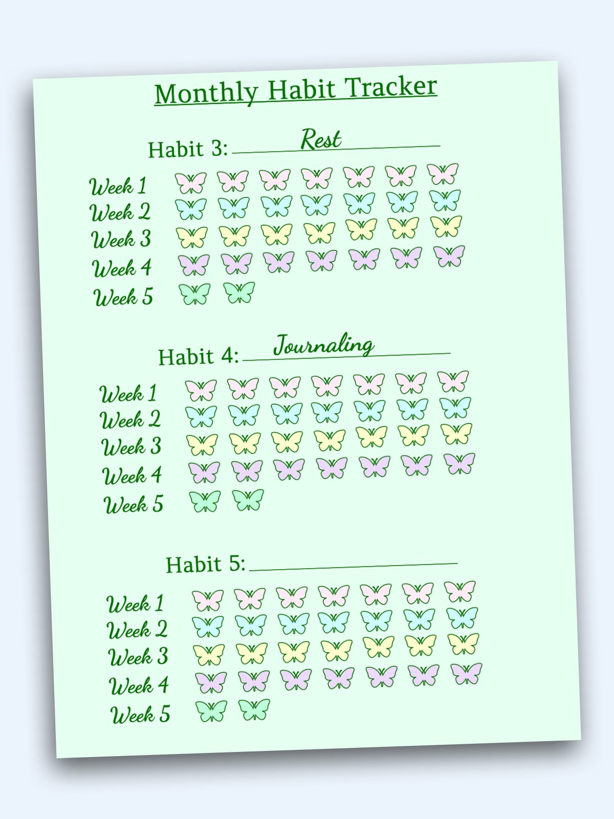 monthly habit tracker self love healing journal
