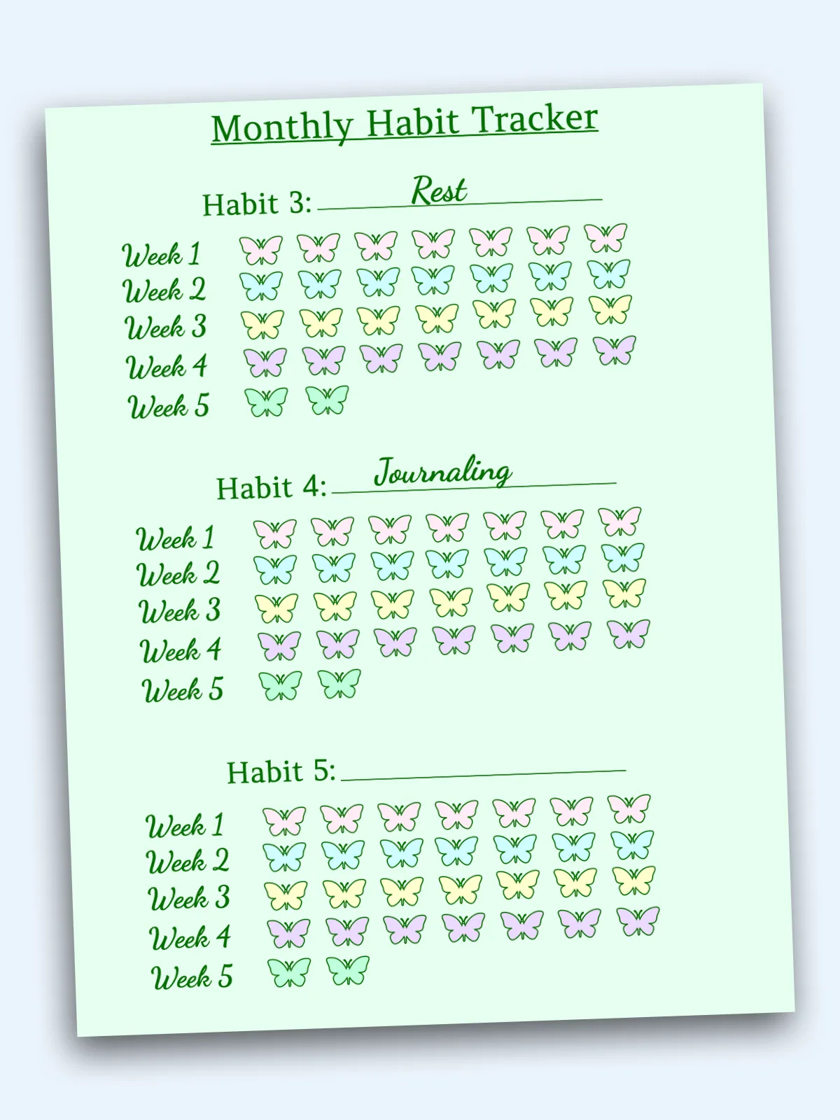 monthly habit tracker self love healing journal